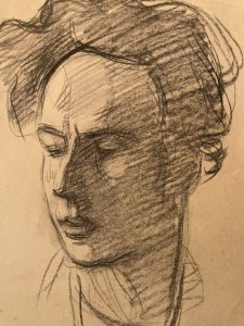 Drawing dessin Femme Cubiste Cubisme Portrait Ancien 1950 A Identifier Art Old