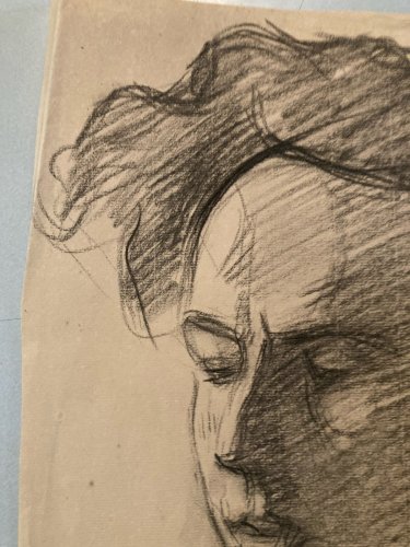 Drawing dessin Femme Cubiste Cubisme Portrait Ancien 1950 A Identifier Art Old