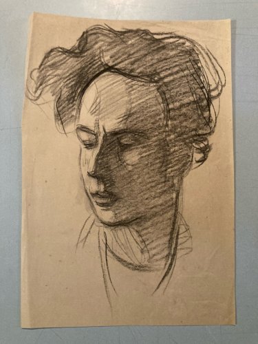 Drawing dessin Femme Cubiste Cubisme Portrait Ancien 1950 A Identifier Art Old