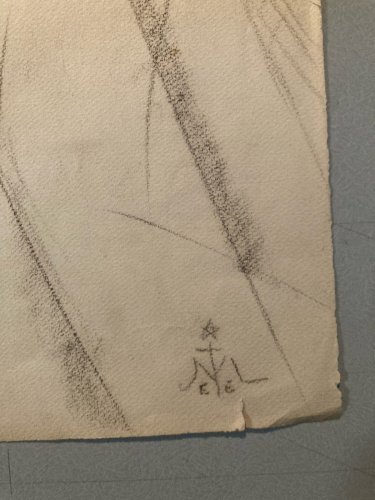 Drawing dessin Femme Cubiste Cubisme Portrait Ancien Old 1950 A Identifier Art