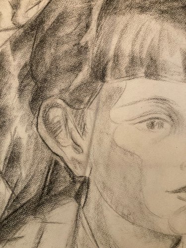 Drawing dessin Femme Cubiste Cubisme Portrait Ancien Old 1950 A Identifier Art