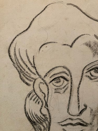 Drawing dessin Femme Expressionnisme Portrait Ancien 1950 A Identifier Art Old