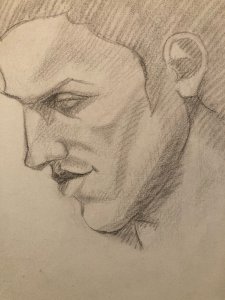 Drawing dessin Homme Cubiste Cubisme Portrait Ancien 1950 A Identifier Art Old