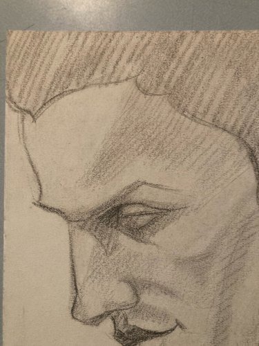 Drawing dessin Homme Cubiste Cubisme Portrait Ancien 1950 A Identifier Art Old