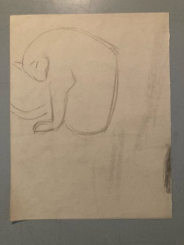 Drawing dessin Homme Cubiste Cubisme Portrait Ancien 1950 A Identifier Art Old