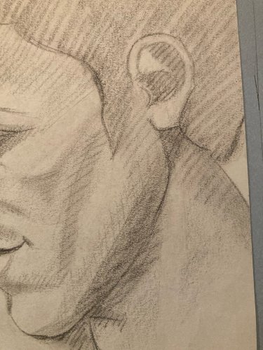 Drawing dessin Homme Cubiste Cubisme Portrait Ancien 1950 A Identifier Art Old