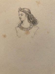 Drawing Pencil Lead Mine Woman 19th Century Portrait 1850 Hair Old