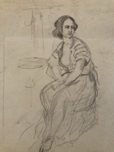 Drawing Pencil Lead Drawing Woman 19th Century Portrait 1880 Hair Old