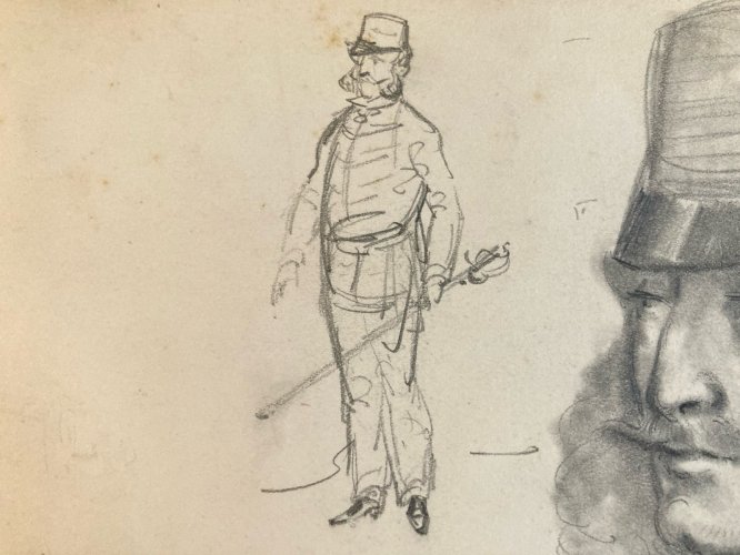 Drawing Dessin  Mine De Plomb Crayon Homme Original XIXe portrait 1850 Étude Art