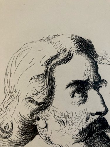 Drawing Dessin Peinture Encre Sur Papier 1914 Portrait Homme Old Ancien Barbe