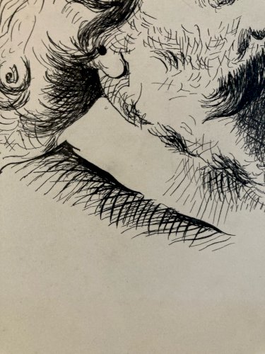 Drawing Dessin Peinture Encre Sur Papier 1914 Portrait Homme Old Ancien Barbe