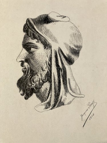 Drawing Dessin Peinture Encre Sur Papier 1914 Portrait Rome Romain Old Ancien