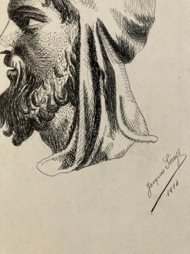 Drawing Dessin Peinture Encre Sur Papier 1914 Portrait Rome Romain Old Ancien
