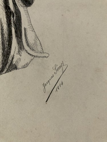 Drawing Dessin Peinture Encre Sur Papier 1914 Portrait Rome Romain Old Ancien