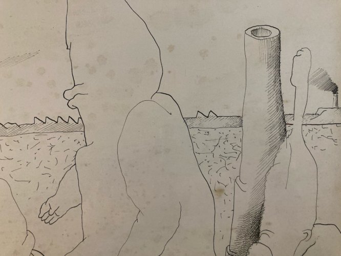 Drawing Dessin Surréalisme 1960 Curiosité Art Encre Surréaliste Ancien Original