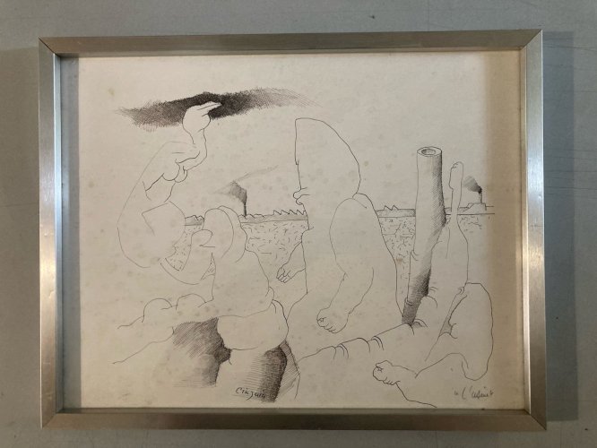 Drawing Dessin Surréalisme 1960 Curiosité Art Encre Surréaliste Ancien Original