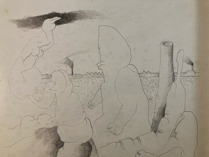 Drawing Dessin Surréalisme 1960 Curiosité Art Encre Surréaliste Ancien Original