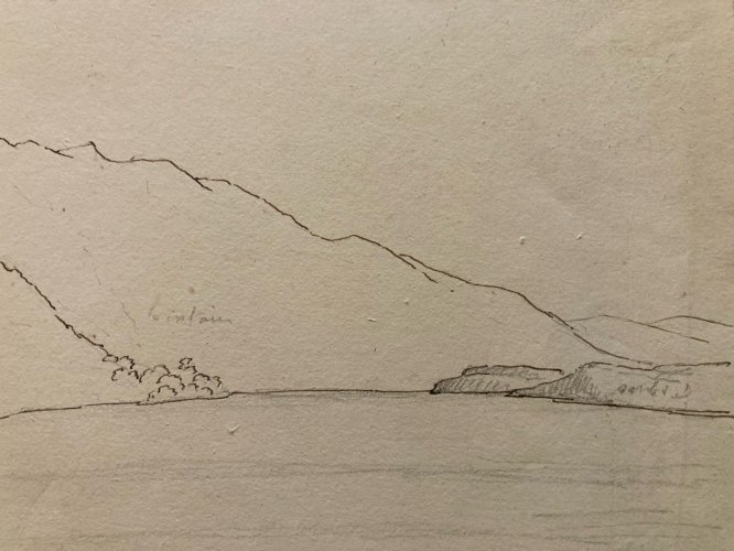 Drawing Dessin XIXe 1830 Hautecombes Lac Du Bourget Mont Du Chat