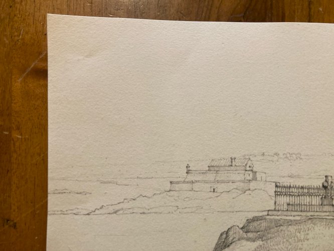 Drawing Dessin XIXe 1850 Encre François-René de Chateaubriand Tombe Art Mausolé