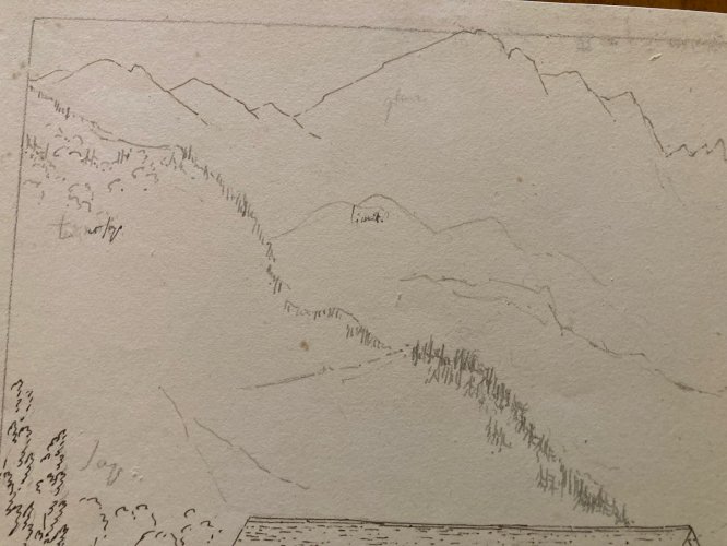 Drawing Dessin XIXe 1850 Encre Pont Riviere Nature Ancien Cauterets Pyrénées Old