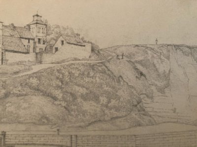 Drawing Dessin XIXe 1865 Saint Valery Plage Bretagne Mer Ocean Art Ancien Old