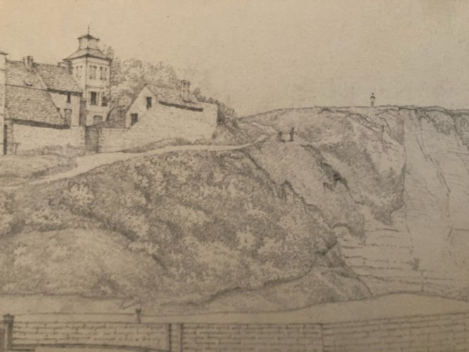 Drawing Dessin XIXe 1865 Saint Valery Plage Bretagne Mer Ocean Art Ancien Old