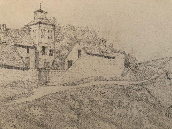 Drawing Dessin XIXe 1865 Saint Valery Plage Bretagne Mer Ocean Art Ancien Old