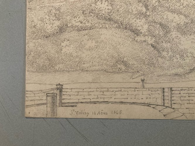 Drawing Dessin XIXe 1865 Saint Valery Plage Bretagne Mer Ocean Art Ancien Old