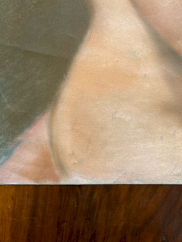 Drawing Pastel grand portrait femme Jeune Rousse Art Ancien 1920 Original Old