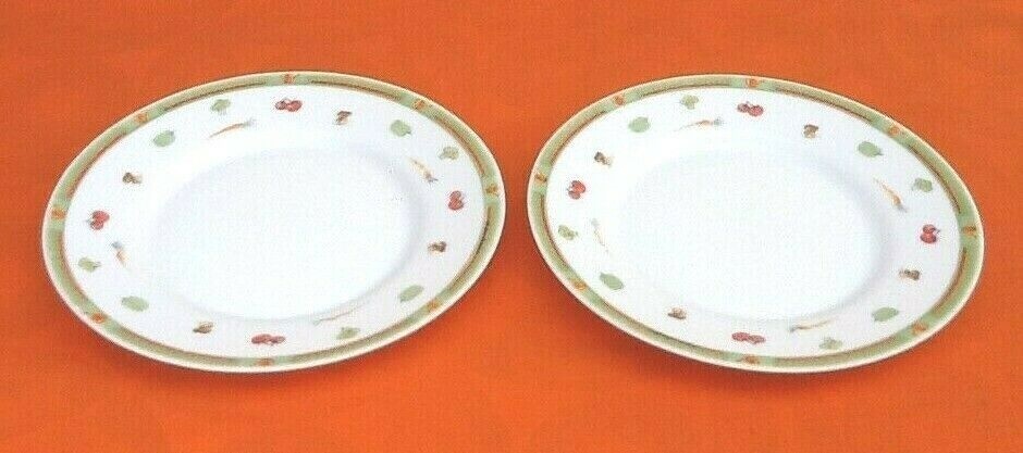 Lot De 6 Petites Assiettes Plates Arcopal France - Motif Légumes, 19,8 Cm - Bon état