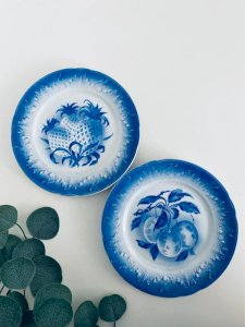 Duo Dessert Plates Lunéville K&G - Blue Fruit Decor