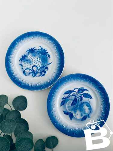 Duo Assiettes Dessert Lunéville K&G - Décor Bleu Fruits