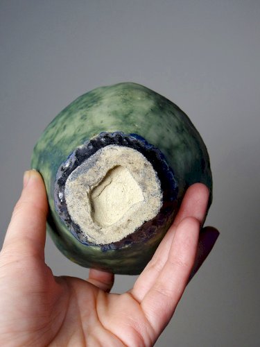 Duo de bols en céramique/grès artisanaux "Wabi-Sabi" dépareillés vintages