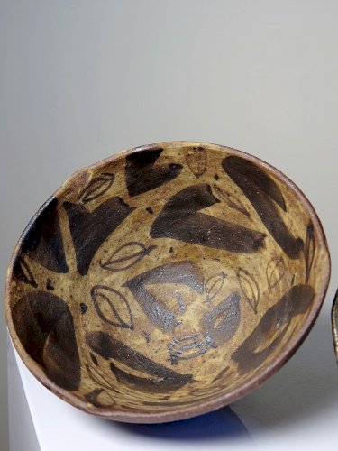 Duo de bols en céramique/grès artisanaux "Wabi-Sabi" dépareillés vintages
