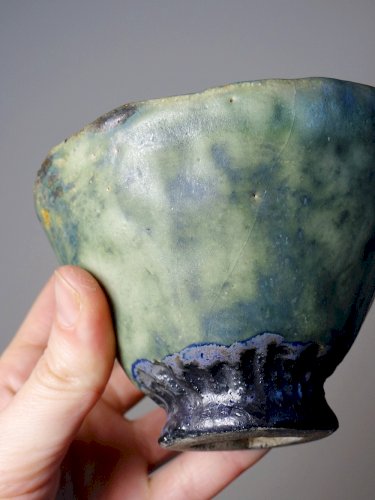 Duo de bols en céramique/grès artisanaux "Wabi-Sabi" dépareillés vintages