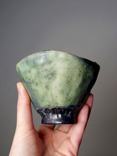 Duo de bols en céramique/grès artisanaux "Wabi-Sabi" dépareillés vintages