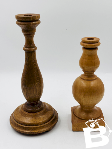 Duo de bougeoirs en bois