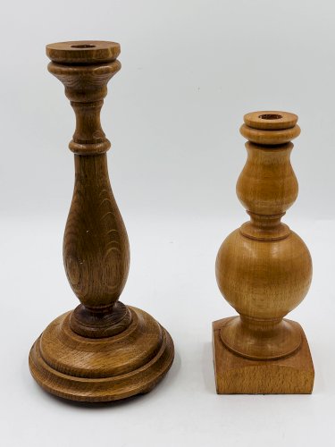 Duo de bougeoirs en bois