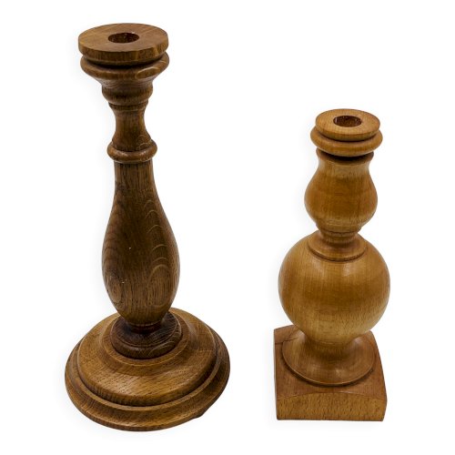 Duo de bougeoirs en bois