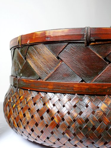 Duo de panières en bambou tressé Japonaises artisanales gigognes vintages
