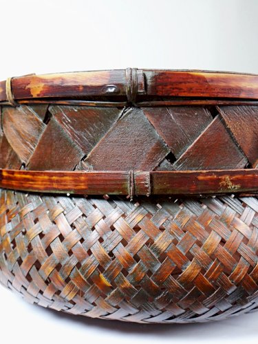 Duo de panières en bambou tressé Japonaises artisanales gigognes vintages
