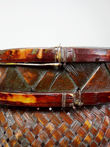 Duo de panières en bambou tressé Japonaises artisanales gigognes vintages