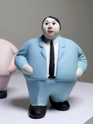 Duo de personnages porcelaine businessmans l'Aquilone Italie vintage années 80