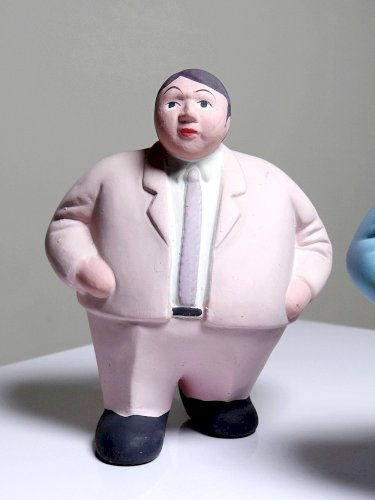 Duo de personnages porcelaine businessmans l'Aquilone Italie vintage années 80