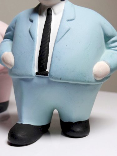 Duo de personnages porcelaine businessmans l'Aquilone Italie vintage années 80
