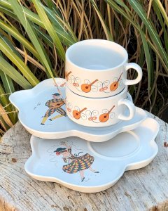 Duo de petits déjeuner rétro vintage