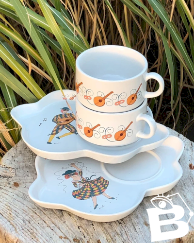 Duo de petits déjeuner rétro vintage