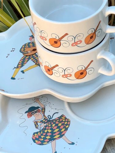 Duo de petits déjeuner rétro vintage