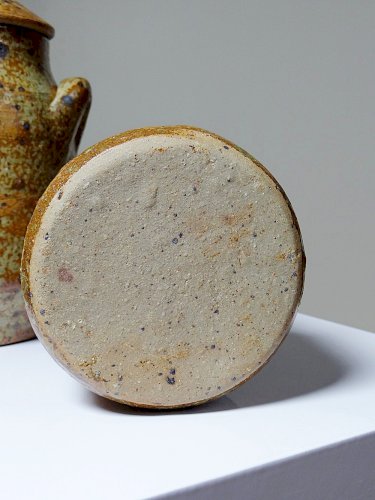 Duo de pots en grès pyrité artisanal, vintages style Baudat La Borne