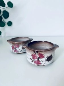 Duo de Ramequins Vintage Niderviller - Décor Fleuri Main